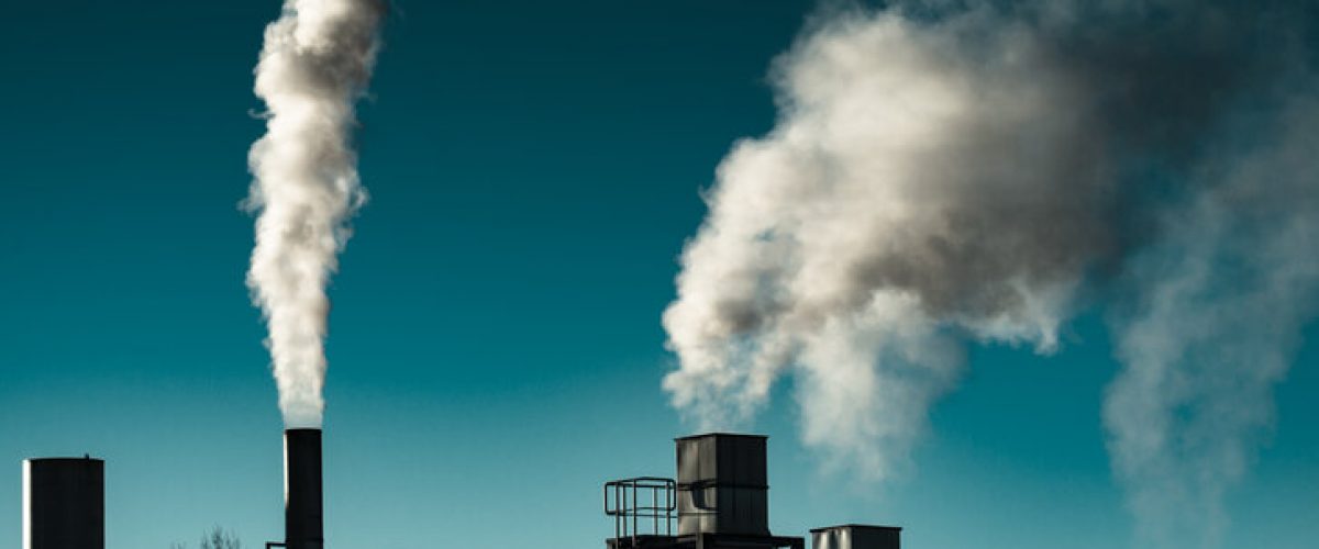 Air Pollution from the smokestack of an old  factory