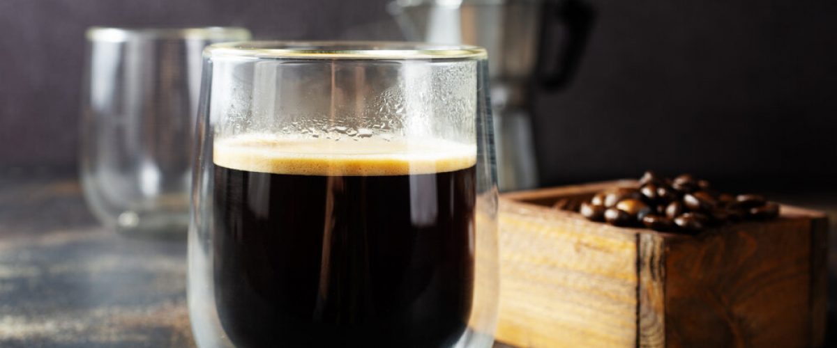 coffee drink in glass cuo on a table